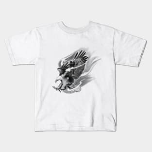 Flying Eagle with Striking Talons on Fire Kids T-Shirt